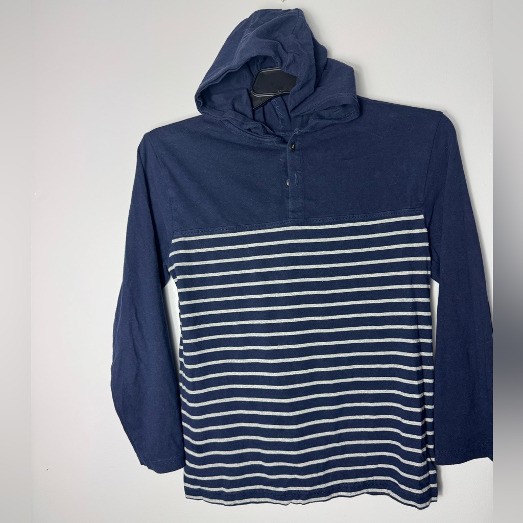 The Children's Place Navy And White Striped Long Sleeve Hoodie